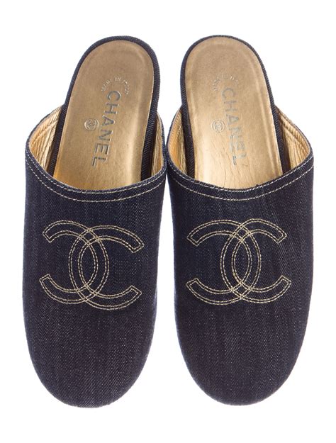 chanel denim clogs.